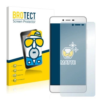 Front side of a product packaging with the brand logo BROTECT. Next to it is the device Gionee F103 shown with the correspondi