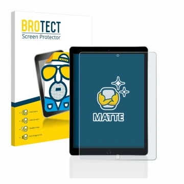 Front side of a product packaging with the brand logo BROTECT. Next to it is the device Apple iPad Pro 12.9