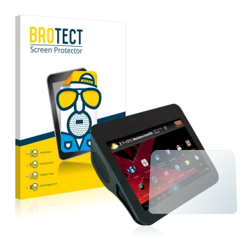 Front side of a product packaging with the brand logo BROTECT. Next to it is the device Xoro HMT 360 shown with the correspond