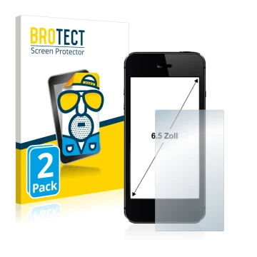 Front side of a product packaging with the brand logo BROTECT. Next to it is the device shown with the corresponding screen pr