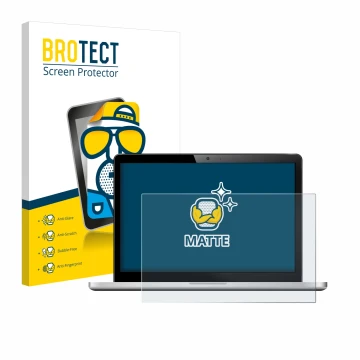 Front side of a product packaging with the brand logo BROTECT. Next to it is the device shown with the corresponding screen pr