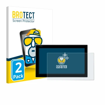 Front side of a product packaging with the brand logo BROTECT. Next to it is the device Siemens Simatic Flat Panel 12