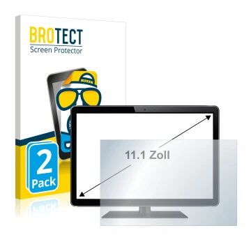 Front side of a product packaging with the brand logo BROTECT. Next to it is the device shown with the corresponding screen pr