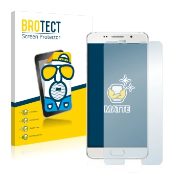 Front side of a product packaging with the brand logo BROTECT. Next to it is the device Samsung Galaxy A5 2016 shown with the 