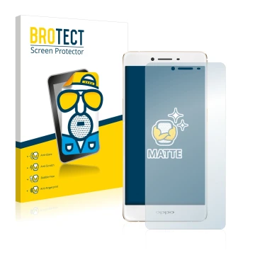 Front side of a product packaging with the brand logo BROTECT. Next to it is the device Oppo R7s shown with the corresponding 