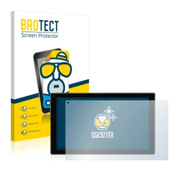 Front side of a product packaging with the brand logo BROTECT. Next to it is the device Blaupunkt Endeavour 101M shown with th