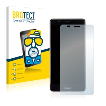 Front side of a product packaging with the brand logo BROTECT. Next to it is the device Honor V8 shown with the corresponding 