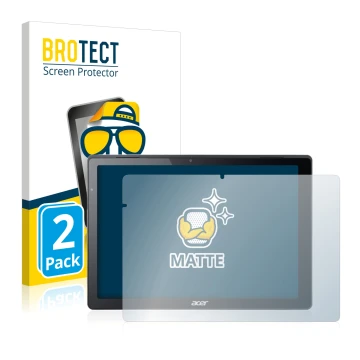 Front side of a product packaging with the brand logo BROTECT. Next to it is the device Acer Switch Alpha 12 shown with the co