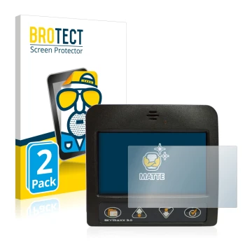 Front side of a product packaging with the brand logo BROTECT. Next to it is the device Skytraxx 3.0 Vario shown with the corr