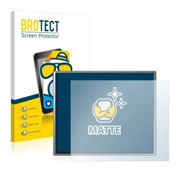 Front side of a product packaging with the brand logo BROTECT. Next to it is the device Siemens Simatic HMI KTP 400 Basic show