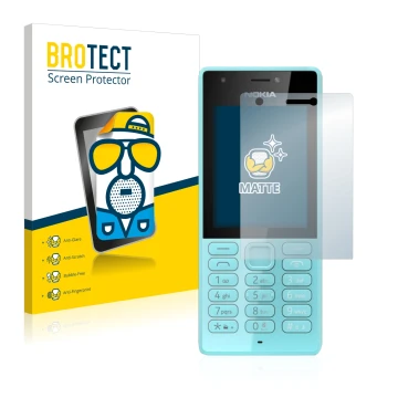 Front side of a product packaging with the brand logo BROTECT. Next to it is the device Nokia 216 shown with the corresponding