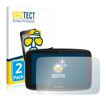 Front side of a product packaging with the brand logo BROTECT. Next to it is the device TomTom GO 5200 shown with the correspo