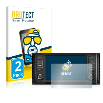 Front side of a product packaging with the brand logo BROTECT. Next to it is the device Seat Ateca 2016 Media System Plus 8