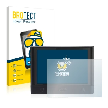 Front side of a product packaging with the brand logo BROTECT. Next to it is the device Coyote Mini shown with the correspondi