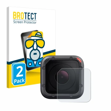 Front side of a product packaging with the brand logo BROTECT. Next to it is the device GoPro Hero 5 Session Lens (housing) sh