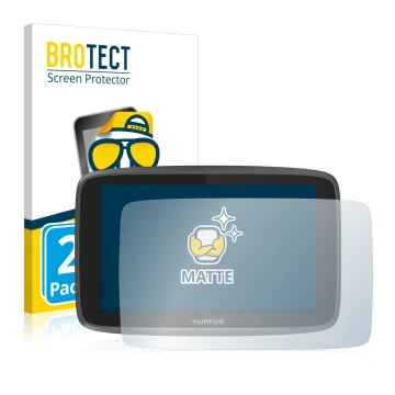 Front side of a product packaging with the brand logo BROTECT. Next to it is the device TomTom Go 6200 shown with the correspo