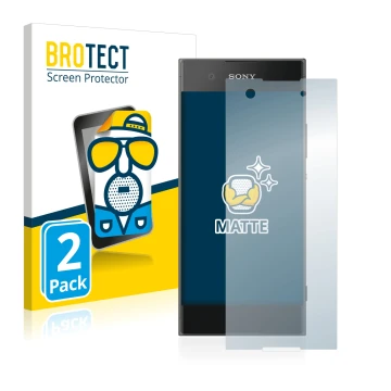 Front side of a product packaging with the brand logo BROTECT. Next to it is the device Sony Xperia XA1 shown with the corresp