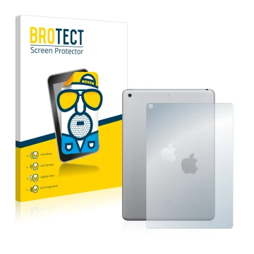 Front side of a product packaging with the brand logo BROTECT. Next to it is the device Apple iPad 9.7