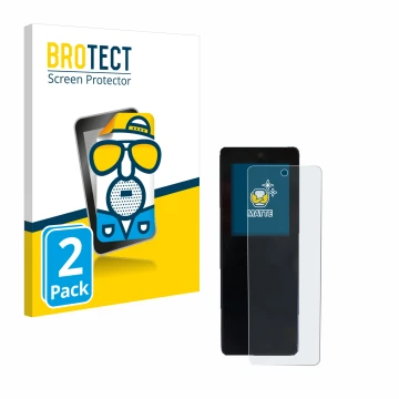 Front side of a product packaging with the brand logo BROTECT. Next to it is the device Stromer ST2 Omni-Display shown with th