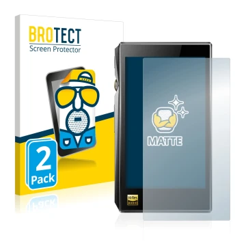 Front side of a product packaging with the brand logo BROTECT. Next to it is the device FiiO X5 III shown with the correspondi