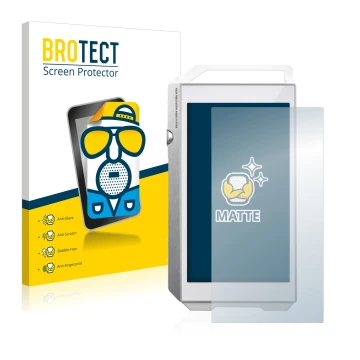 Front side of a product packaging with the brand logo BROTECT. Next to it is the device Pioneer XDP-100R shown with the corres