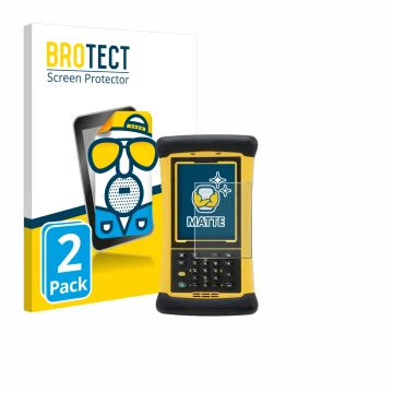 Front side of a product packaging with the brand logo BROTECT. Next to it is the device Trimble Nomad 1050XE shown with the co
