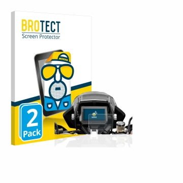 Front side of a product packaging with the brand logo BROTECT. Next to it is the device KTM 1290 Super Adventure S 2017 Speedo