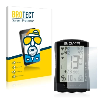 Front side of a product packaging with the brand logo BROTECT. Next to it is the device Sigma BC 23.16 shown with the correspo