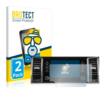 Front side of a product packaging with the brand logo BROTECT. Next to it is the device Skoda Amundsen Kodiaq 2017-2018 Infota