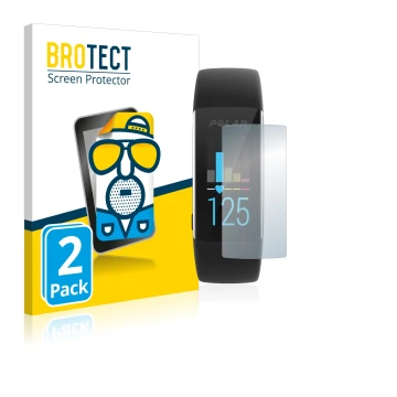 Front side of a product packaging with the brand logo BROTECT. Next to it is the device Polar A370 shown with the correspondin