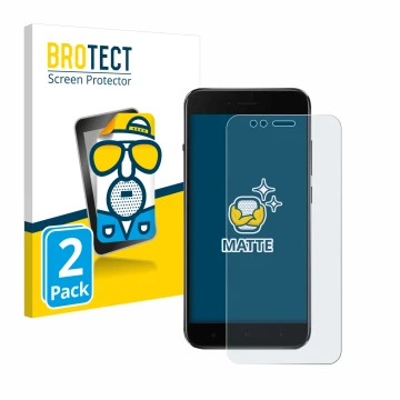 Front side of a product packaging with the brand logo BROTECT. Next to it is the device Xiaomi Mi A1 shown with the correspond