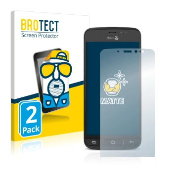 Front side of a product packaging with the brand logo BROTECT. Next to it is the device Doro 8040 shown with the corresponding