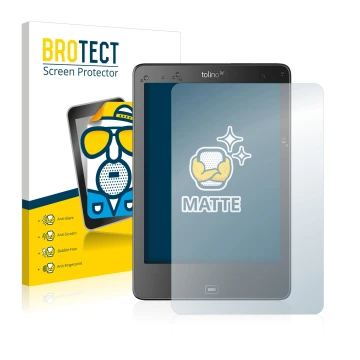 Front side of a product packaging with the brand logo BROTECT. Next to it is the device Tolino Epos shown with the correspondi