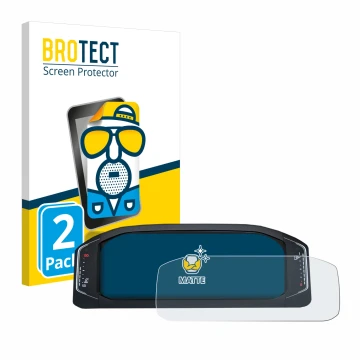 Front side of a product packaging with the brand logo BROTECT. Next to it is the device Volkswagen Active Info Display T-Roc s