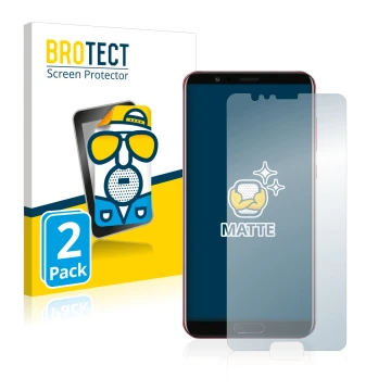 Front side of a product packaging with the brand logo BROTECT. Next to it is the device Honor View 10 shown with the correspon