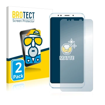 Front side of a product packaging with the brand logo BROTECT. Next to it is the device Xiaomi Redmi 5 Plus shown with the cor