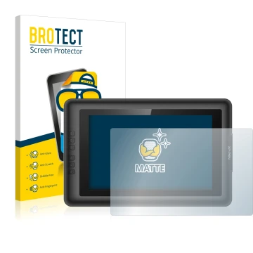 Front side of a product packaging with the brand logo BROTECT. Next to it is the device XP-Pen Artist 13.3 shown with the corr