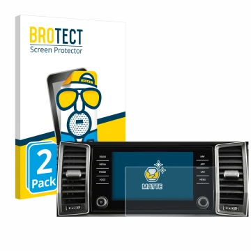Front side of a product packaging with the brand logo BROTECT. Next to it is the device Skoda Columbus Kodiaq 2017-2018 Infota
