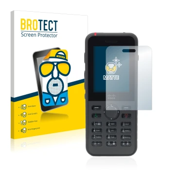 Front side of a product packaging with the brand logo BROTECT. Next to it is the device Cisco IP Phone 8821 shown with the cor