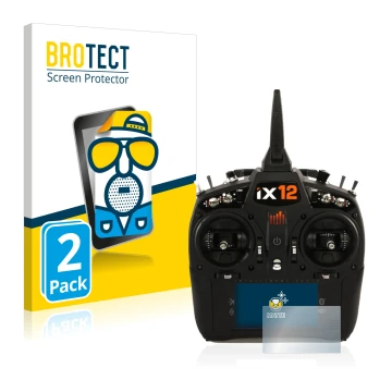 Front side of a product packaging with the brand logo BROTECT. Next to it is the device Spektrum IX12 shown with the correspon