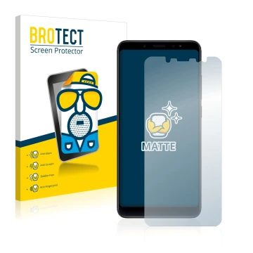Front side of a product packaging with the brand logo BROTECT. Next to it is the device Xiaomi Redmi Note 5 shown with the cor