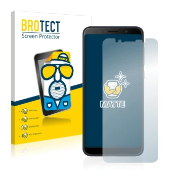 Front side of a product packaging with the brand logo BROTECT. Next to it is the device ASUS ZenFone Max Pro (M1) shown with t