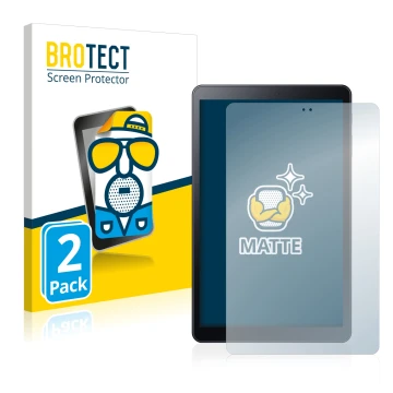 Front side of a product packaging with the brand logo BROTECT. Next to it is the device Samsung Galaxy Tab A 10.5 2018 LTE sho
