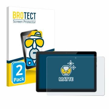 Front side of a product packaging with the brand logo BROTECT. Next to it is the device Huawei MediaPad T5 10 shown with the c