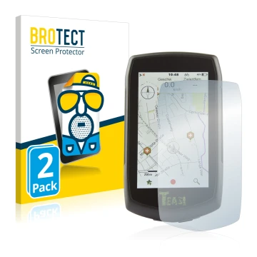 Front side of a product packaging with the brand logo BROTECT. Next to it is the device A-Rival Teasi One4 shown with the corr