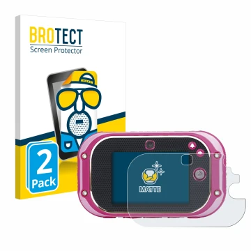 Front side of a product packaging with the brand logo BROTECT. Next to it is the device Vtech Kidizoom Touch 5.0 2018 shown wi