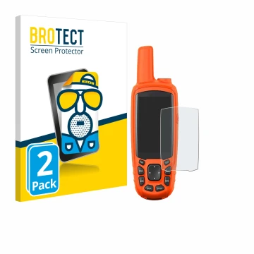 Front side of a product packaging with the brand logo BROTECT. Next to it is the device Garmin Astro 430 shown with the corres