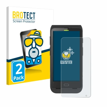 Front side of a product packaging with the brand logo BROTECT. Next to it is the device Honeywell Dolphin CT40 shown with the 