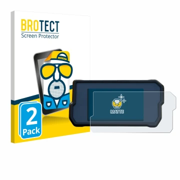 Front side of a product packaging with the brand logo BROTECT. Next to it is the device KTM 390 Duke 2017 shown with the corre