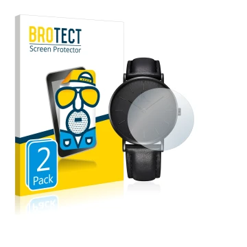 Front side of a product packaging with the brand logo BROTECT. Next to it is the device Alienwork IK Watch (36 mm) shown with 